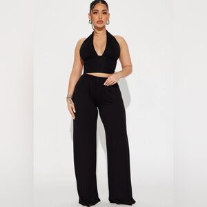 Saints Black two-piece wide-leg halter jumpsuit set #yk2000 #siren #goingout